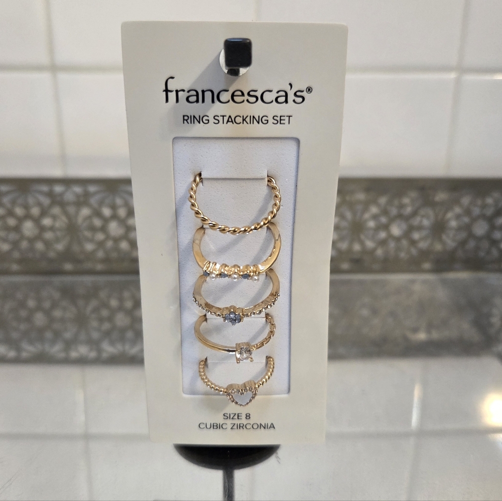 Francesca's Gold-Tone Cubic Zirconia Stackable Ring Set